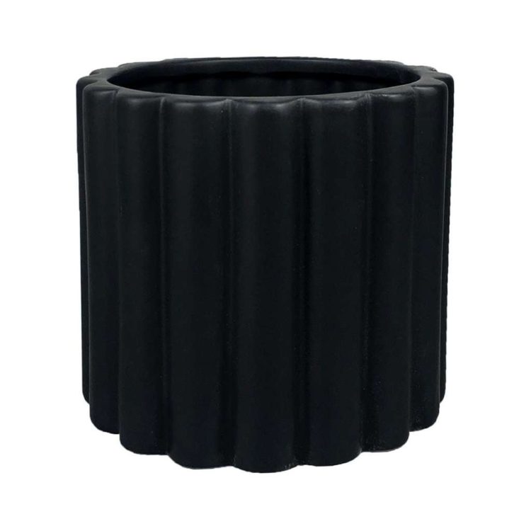 Vaso De Cerâmica Preto Com Relevo