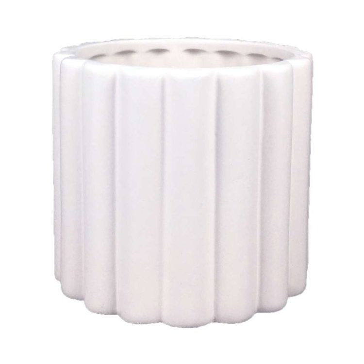 Vaso De Cerâmica Branco Ondulado