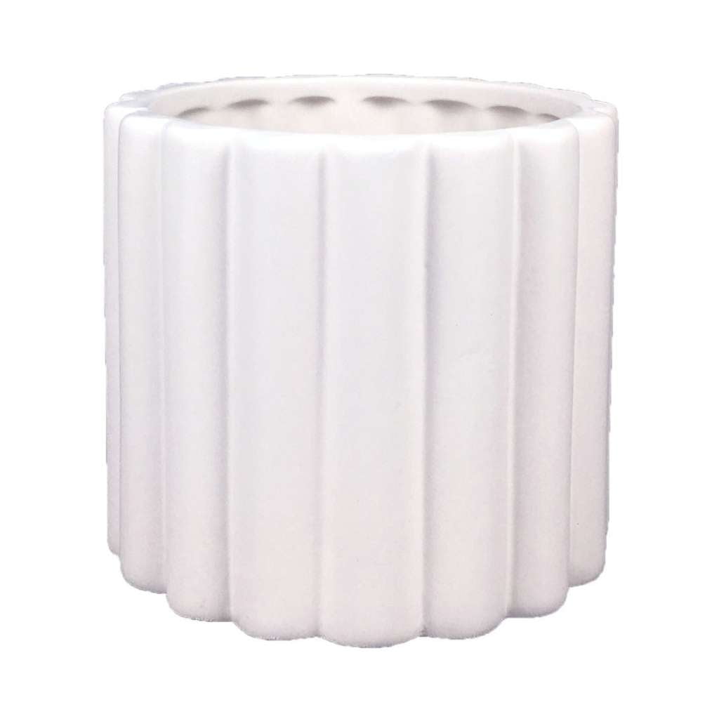 Vaso De Cerâmica Branco Ondulado Vaso De Cerâmica Branco Ondulado