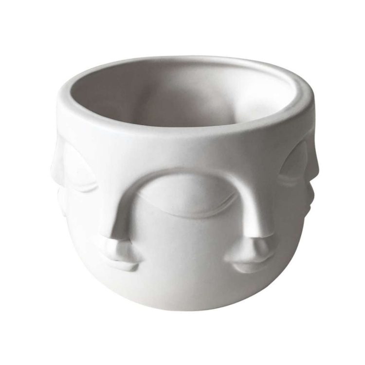 Vaso De Ceramica Branco Faces
