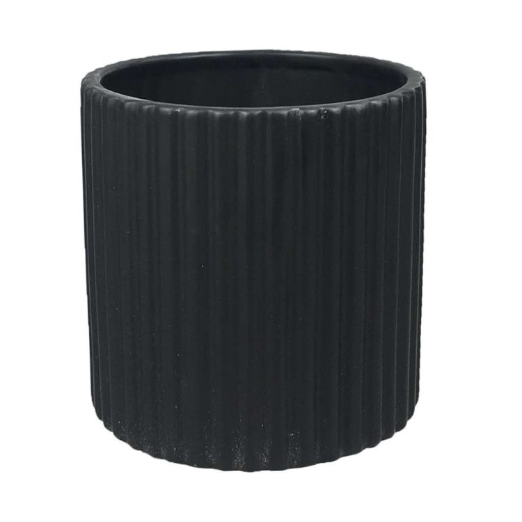 Vaso De Ceramica Preto Em Relevo
