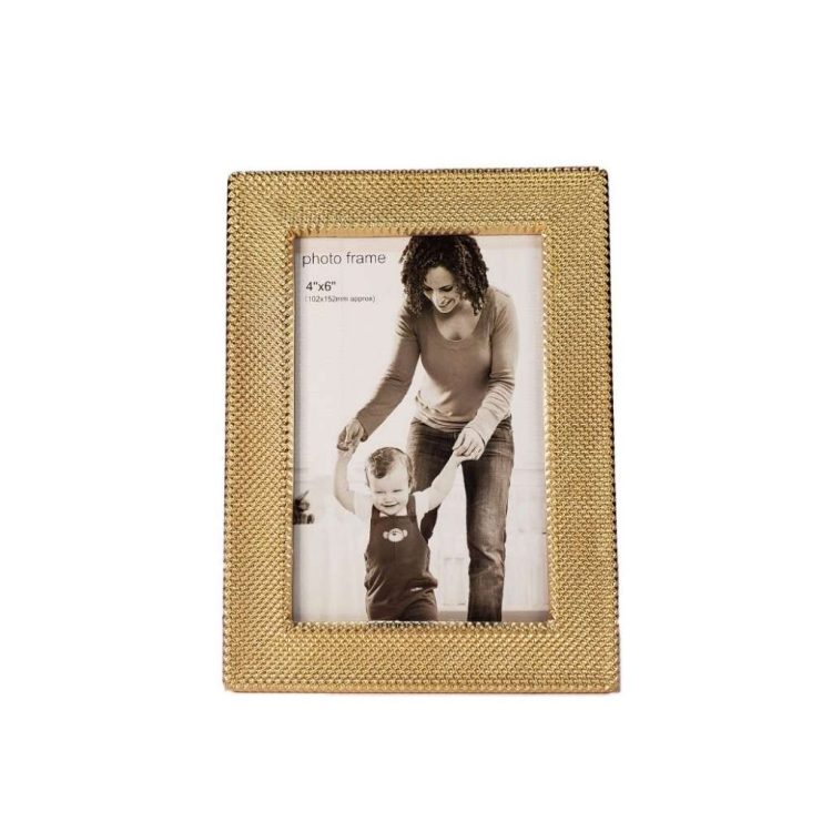 Porta Retrato Em Vidro E Metal Dourado 10X15