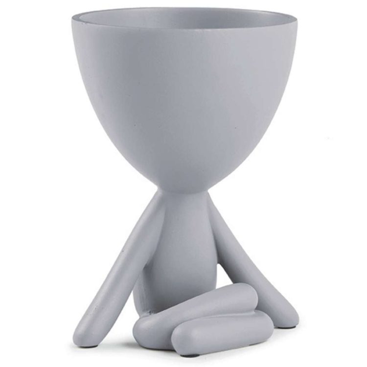 Vaso Em Poliresina Cinza