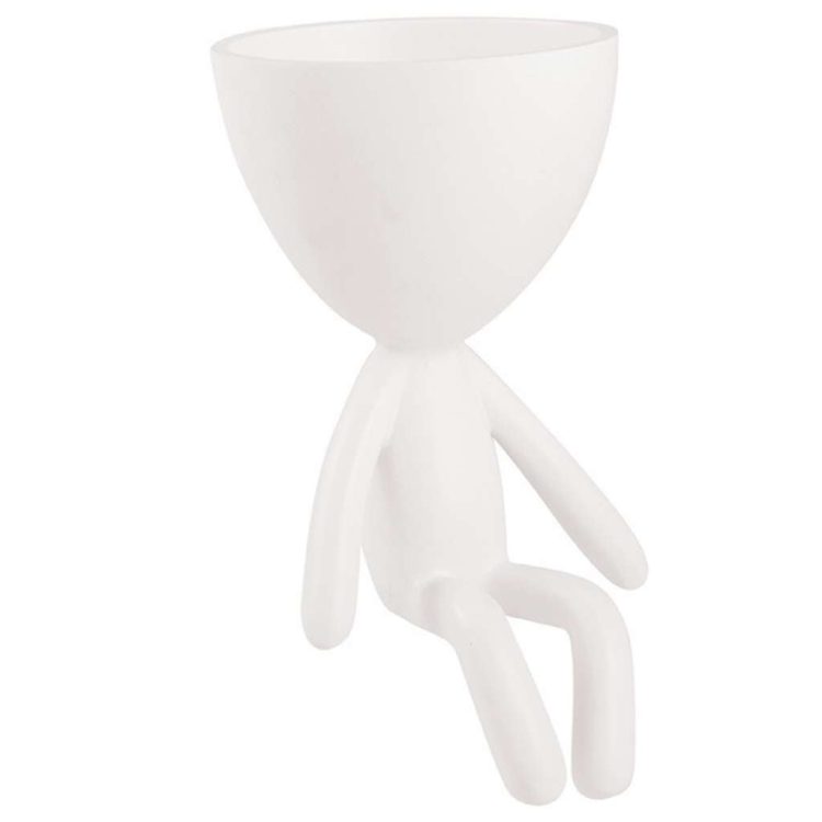 Vaso Em Poliresina Branco Sentado Na Beira