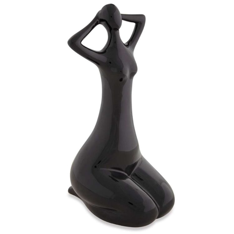 Escultura Mulher Em Porcelana  Preta P (16,5cm altura)