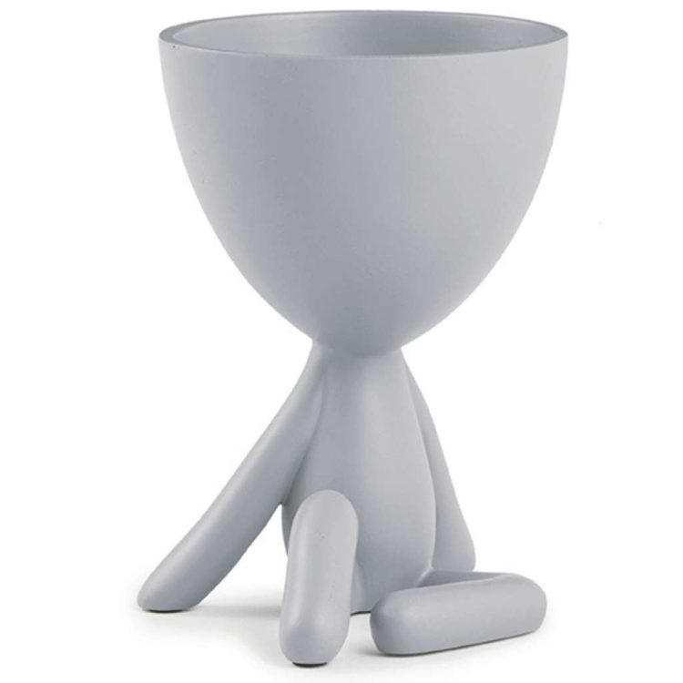 Vaso Em Poliresina Cinza