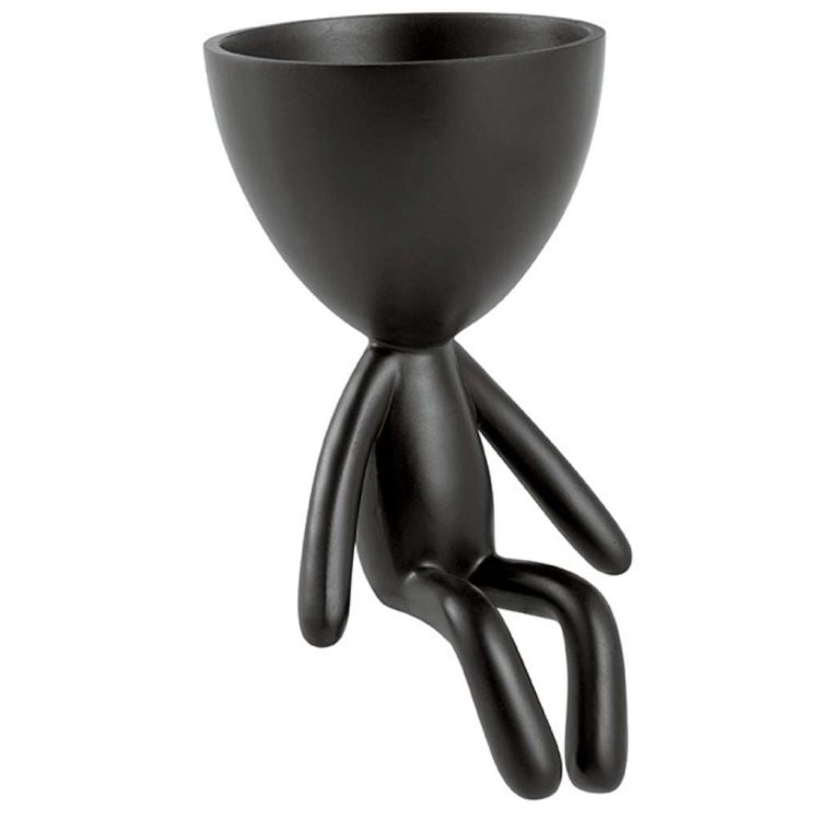 Vaso Em Poliresina Preto Sentado Na Beira