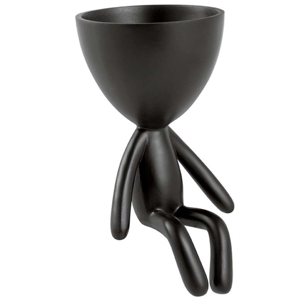 Vaso Em Poliresina Preto Sentado Na Beira Vaso Em Poliresina Preto Sentado Na Beira