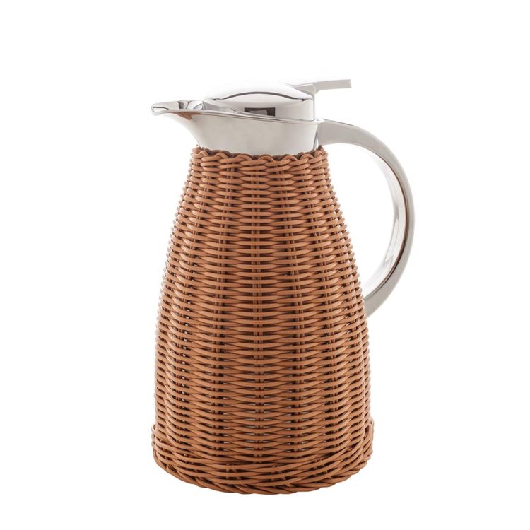 Garrafa térmica aço inox c/rattan plástico marrom 1,5l