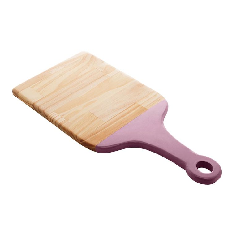 Fika Mais Tabua Madeira C/Alça Laqueada Pinus Rosa 45X21X2Cm