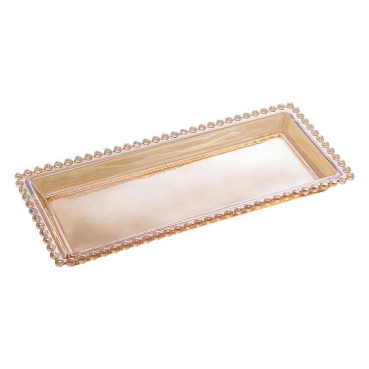 Travessa Cristal De Chumbo Pearl Âmbar 30X13X3Cm