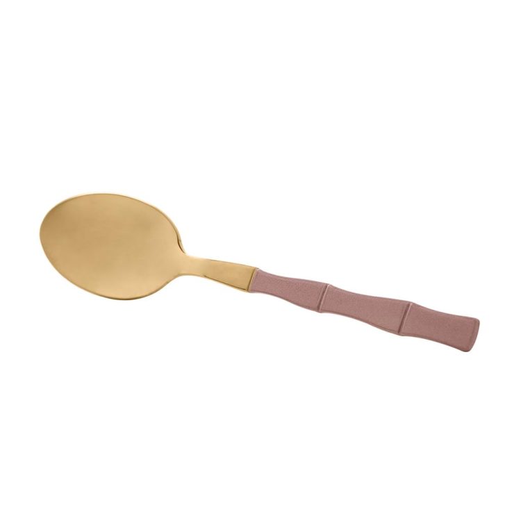 Conjunto 6 Colheres Aço Inox P/mesa Bambu Elegant Champanhe/rose 19,8cm