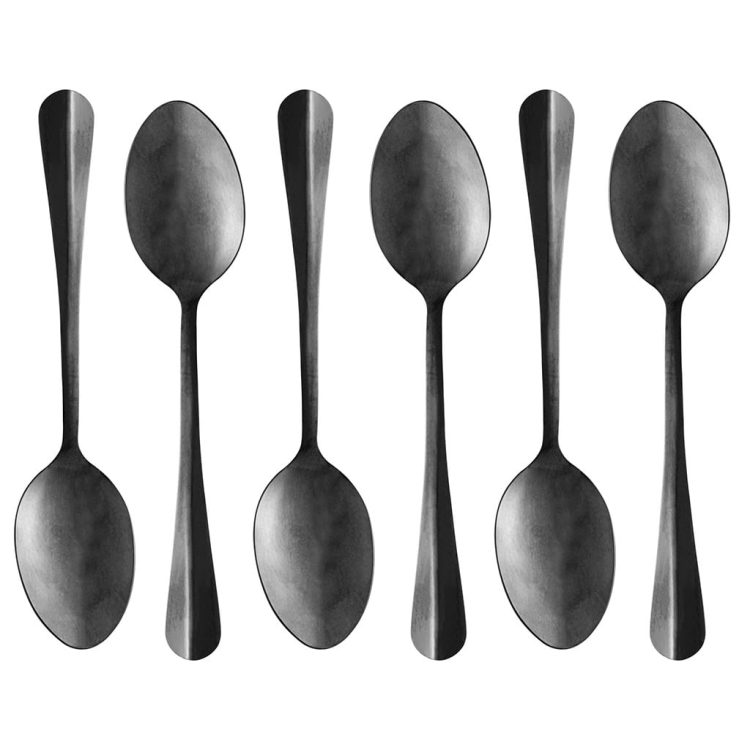 Conjunto 6 colheres p/mesa de aço inox positano preto 18cm