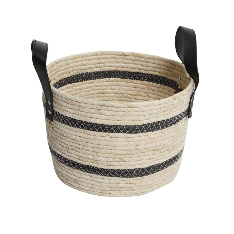 Cesto de Seagrass com alças de couro