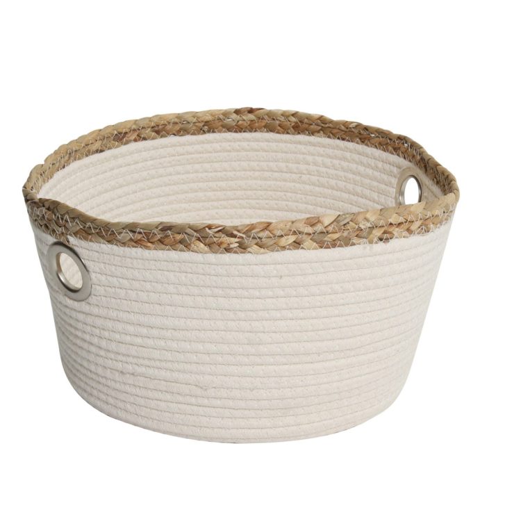 Cesto de Algodão com borda em Seagrass M
