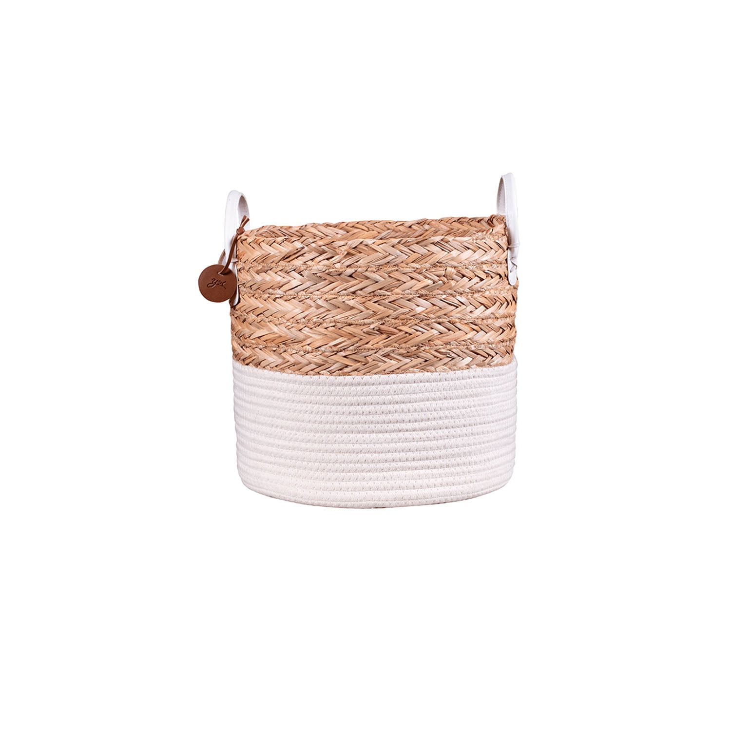 Cesto De Corda Seagrass Com Algodão 27X23cm - YOI Cesto De Corda Seagrass Com Algodão 27X23cm - YOI