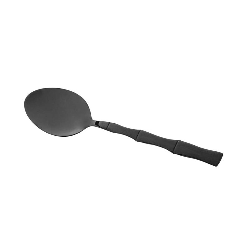 Conjunto 6 Colheres Aço Inox para Mesa Bambu Elegant Preta 19,8cm
