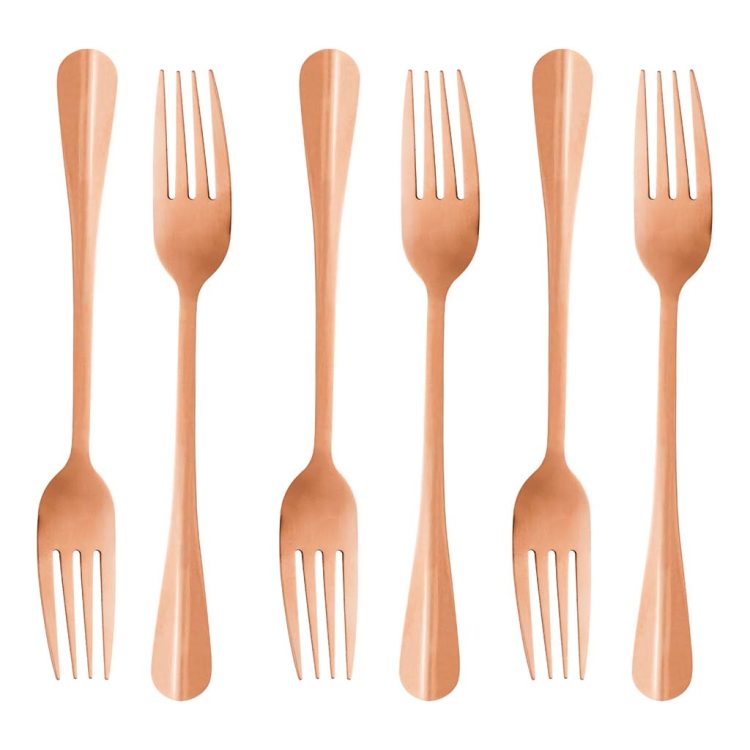 Conjunto 6 Garfos para Mesa de Aço Inox Positano Rose 20cm
