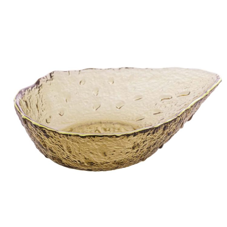 Bowl de Cristal de Chumbo com Borda Dourada Taj Gota Ambar 17x12,5x4,5cm