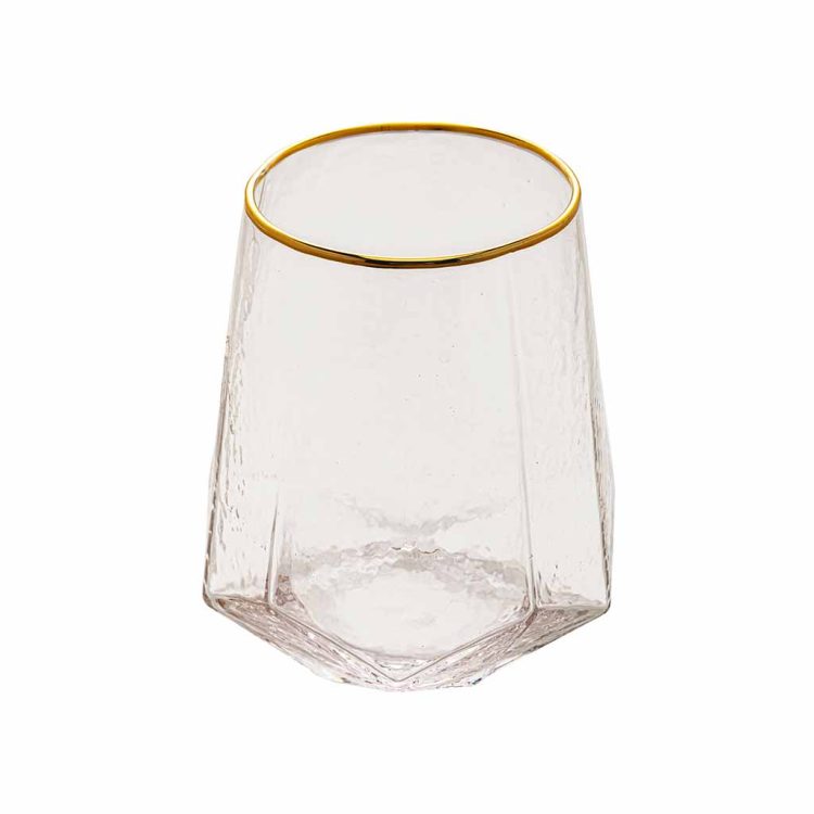 Conjunto 2 Copos Baixos de Cristal de Chumbo com Borda Dourada TAJ 550ml