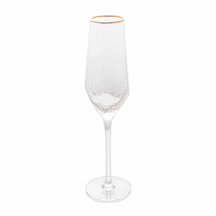Conjunto 2 Taças de Cristal de Chumbo para Champanhe com Borda Dourada TAJ 300ml