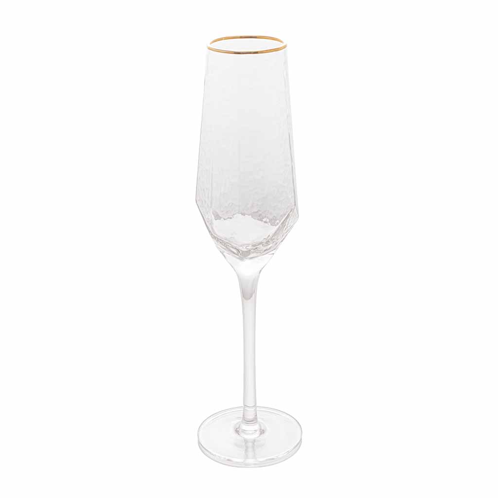 Conjunto 2 Taças de Cristal de Chumbo para Champanhe com Borda Dourada TAJ 300ml Conjunto 2 Taças de Cristal de Chumbo para Champanhe com Borda Dourada TAJ 300ml
