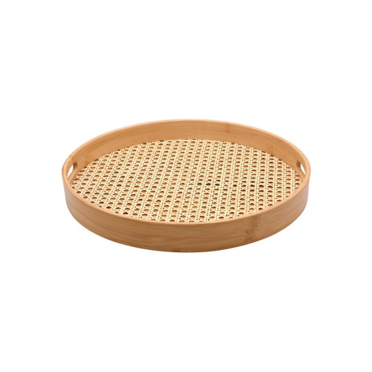 Bandeja De Bambu Com Palha Redonda 35Cm - Oikos Natural