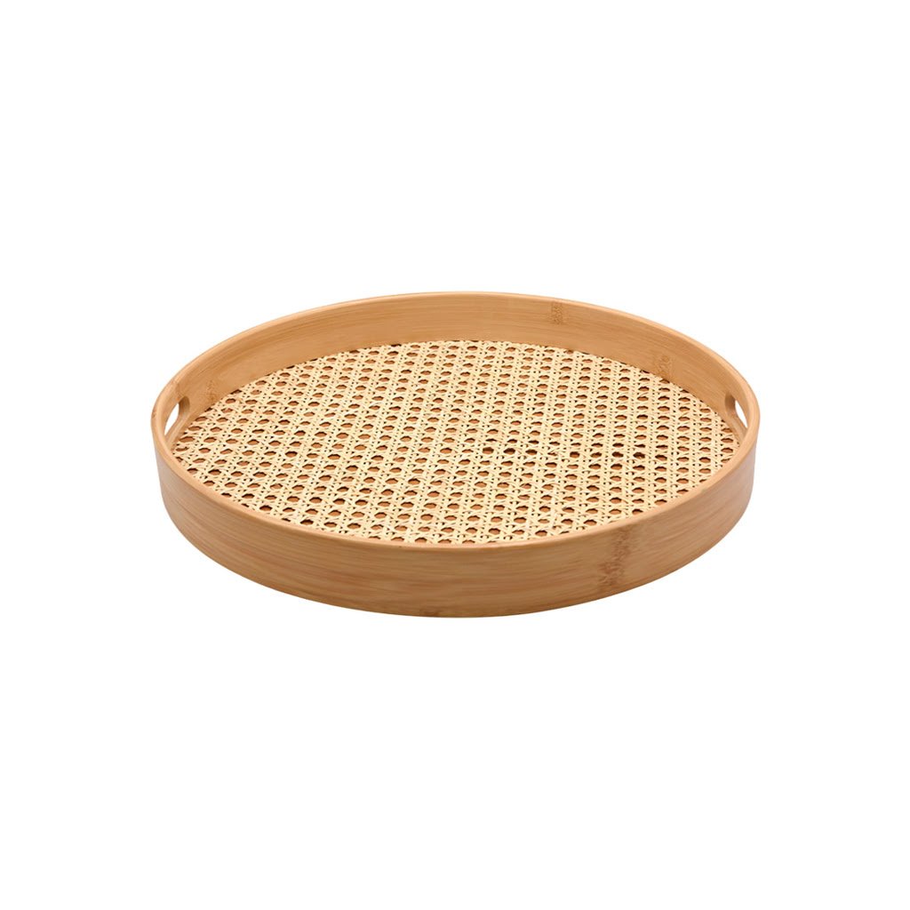Bandeja De Bambu Com Palha Redonda 35Cm - Oikos Natural Bandeja De Bambu Com Palha Redonda 35Cm - Oikos Natural