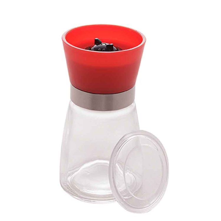 Moedor de Tempero Vidro com Tampa Vermelha 170ml - LYOR