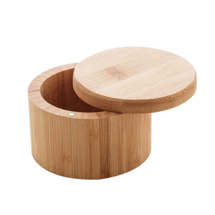 Saleiro Redondo Bambu com Tampa 9x9x6cm