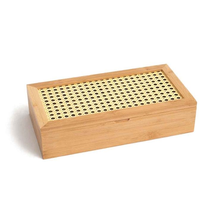 Caixa Decorativa Palha Indiana e Bambu 8 Nichos - OIKOS