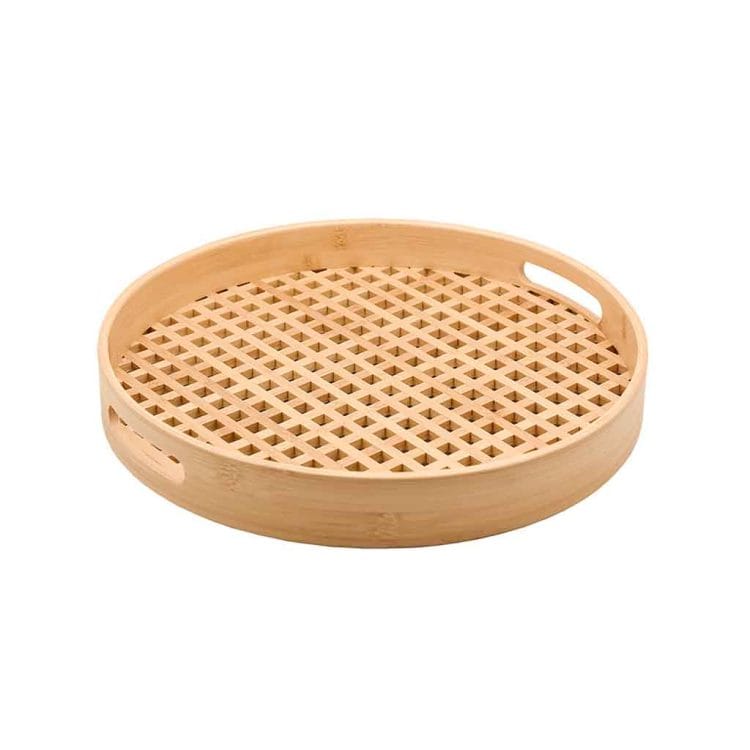 Bandeja Vazada de Bambu Redonda 35cm - OIKOS