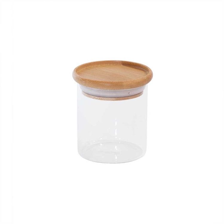 Pote 200ml de Vidro Empilhável com Tampa de Bambu - OIKOS