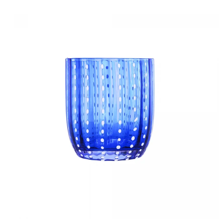 CJ 2 Copos de Vidro Orquídea Azul 300ML - Wolff