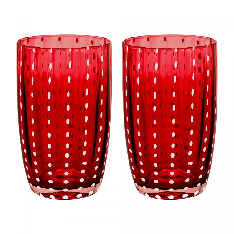 CJ 2 Copos Altos de Vidro Orquídea Vermelho 500ML - Wolff