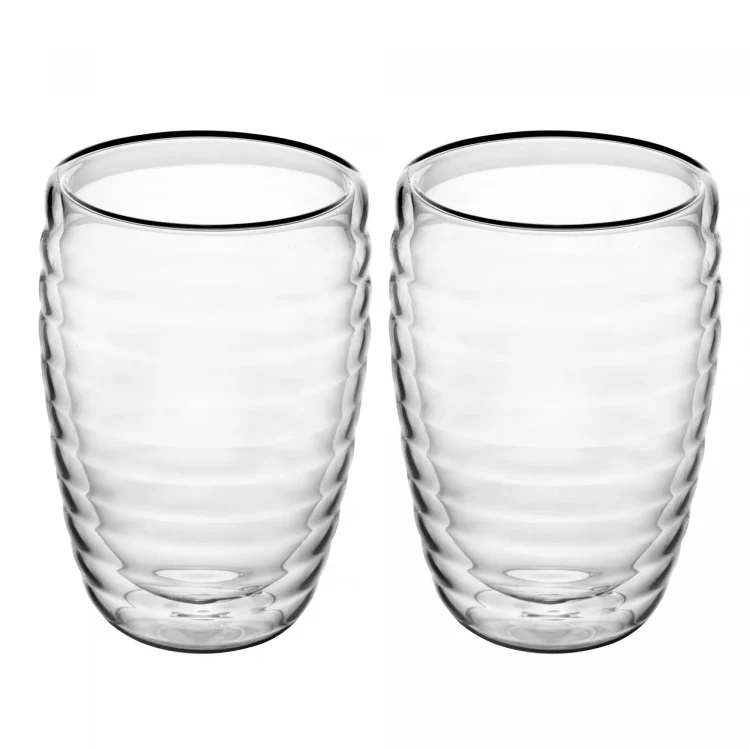 CJ 2 Copos Parede Dupla de Vidro Gomos 380ML Wolff